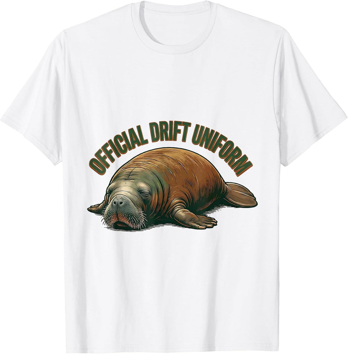 Men's Official Drift Uniform Vintage Manatee Sea Cow Wildlife T-Shirt - White
