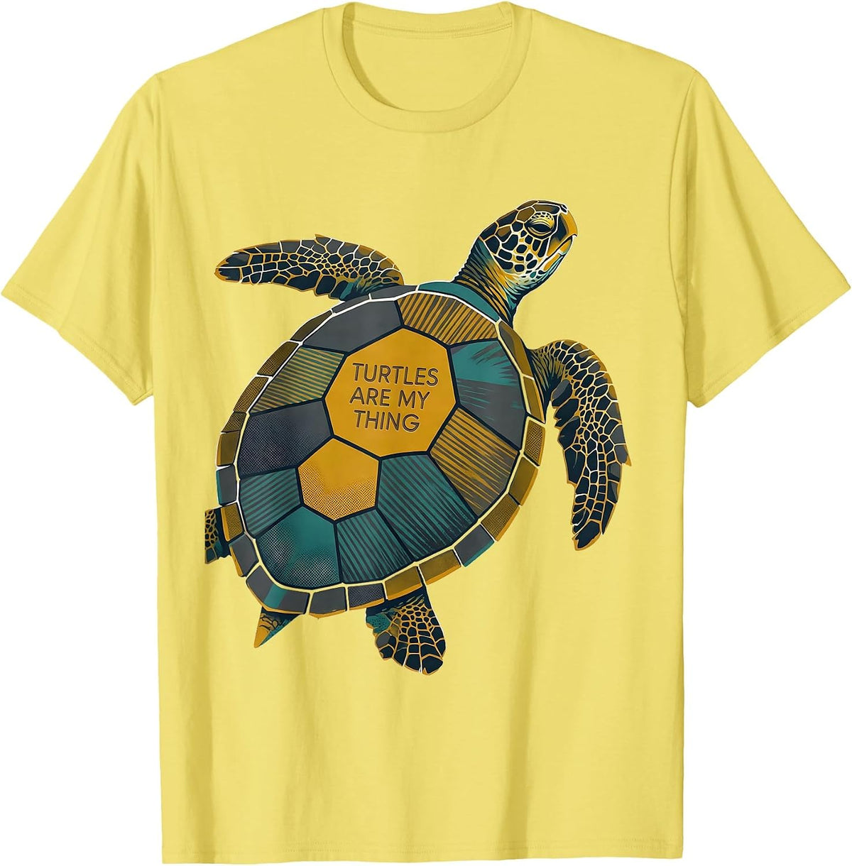 Men's Turtles Are My Thing Midcentury Modern Sea Turtle Lover Gift T-Shirt - Lemon Yellow