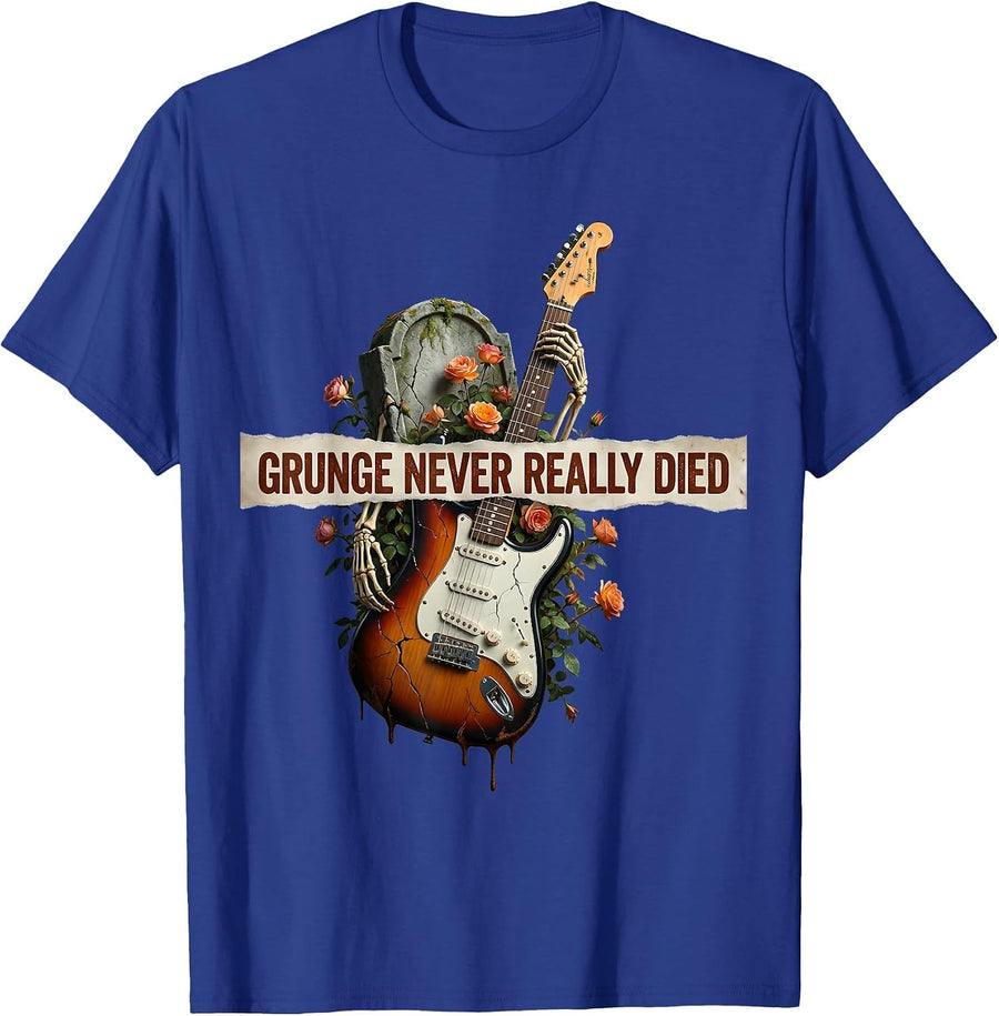 Grunge Never Really Died Rock Music Design T-Shirt - Royal Blue