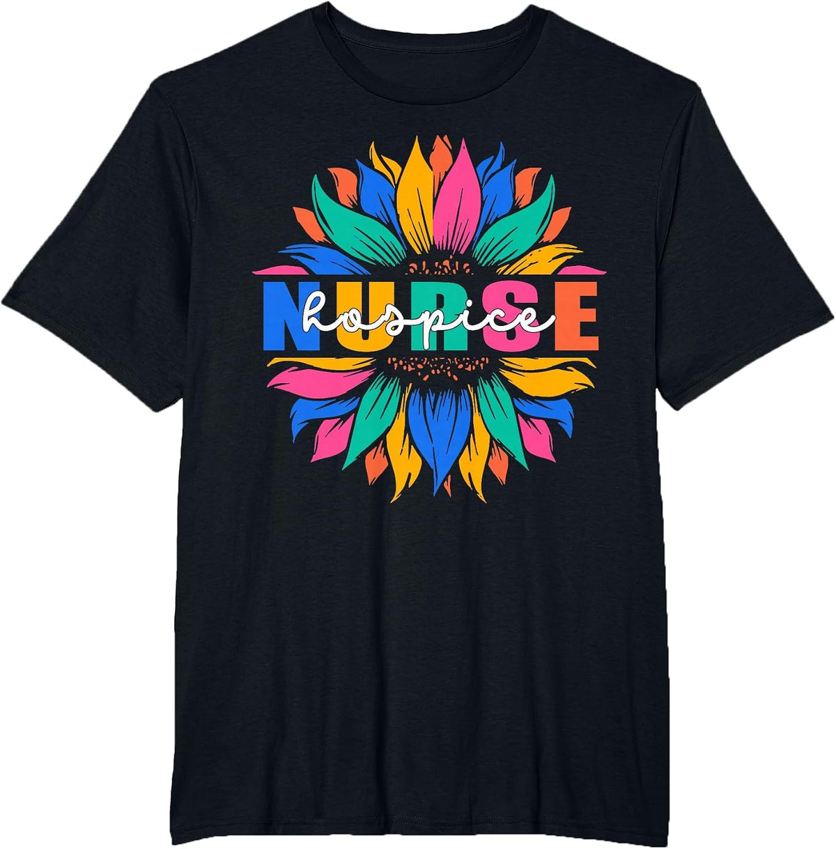 Hospice Nurse Appreciation Boho Flowers T-Shirt - Black