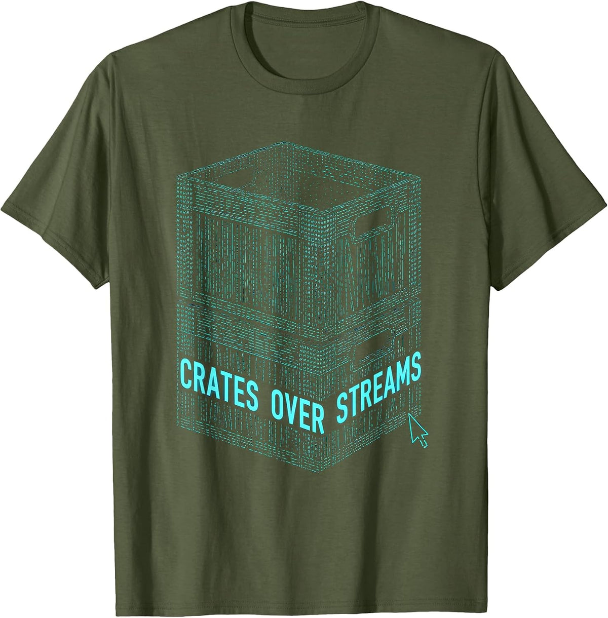 Crates Over Streams Ascii Terminal Hip-Hop Lyric Quote T-Shirt - Olive Green