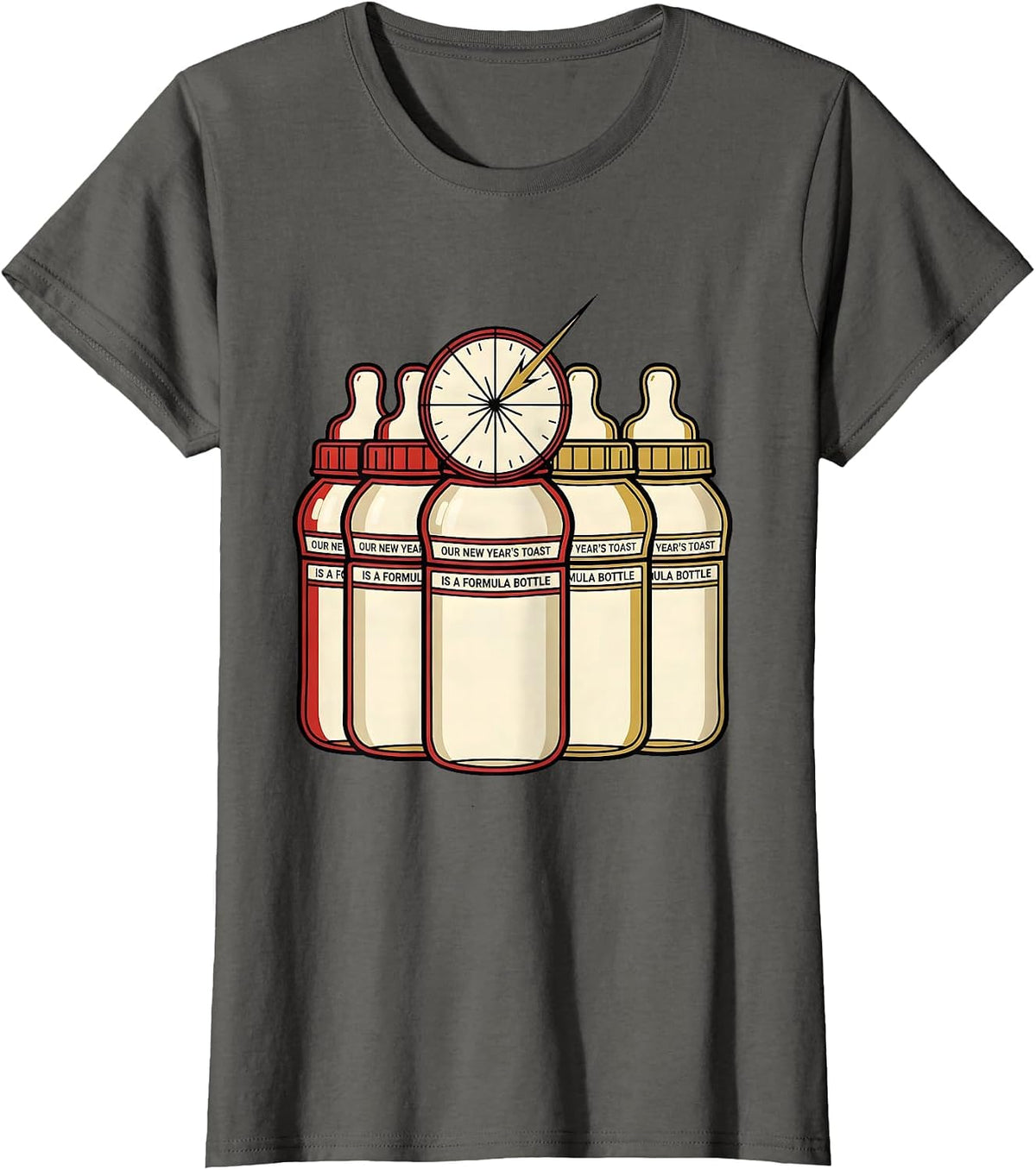 Women's Our New Year's Toast Is A Formula Bottle Nurse Crew T-Shirt - Asphalt Grey