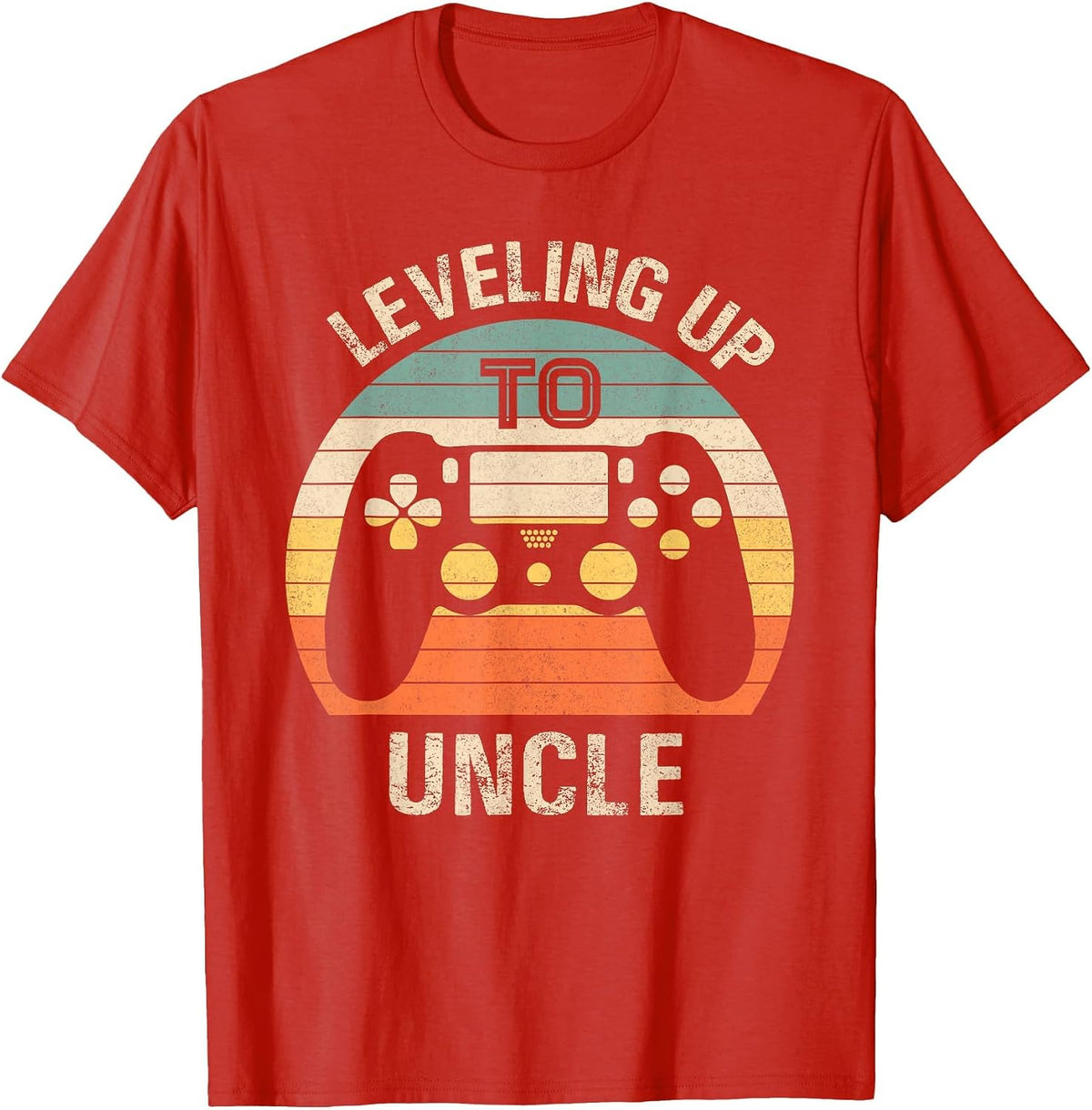Leveling up to Uncle 2027 Funny Video Gamer Vintage Men T-Shirt - Red