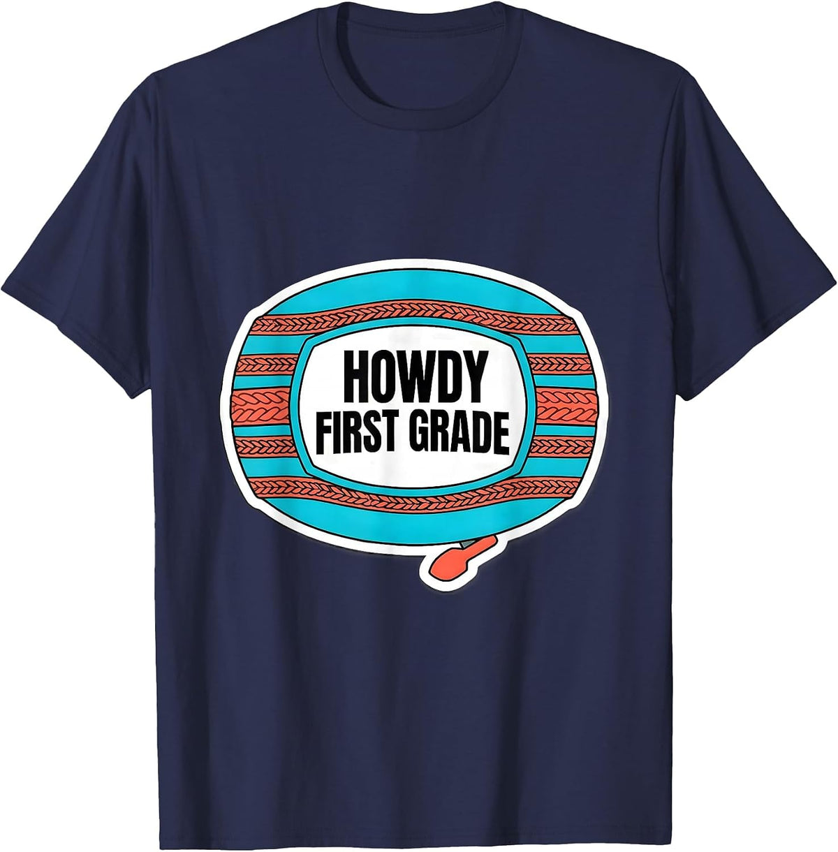 Men's Howdy First Grade Western Cowboy Teacher Back To School T-Shirt - Navy Blue