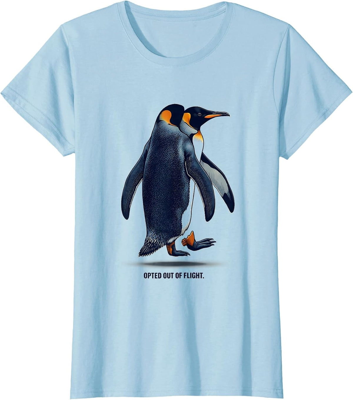 Opted Out Of Flight Funny Penguin Dark Humor Meme T-Shirt - Baby Blue