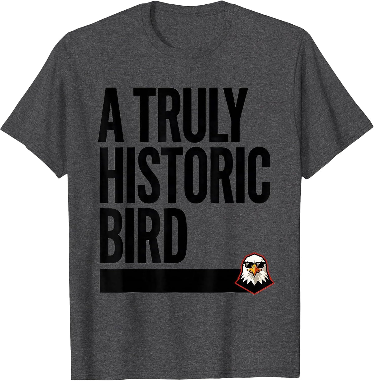 A Truly Historic Bird Funny Bald Eagle Sunglasses Mascot T-Shirt - Dark Heather Grey