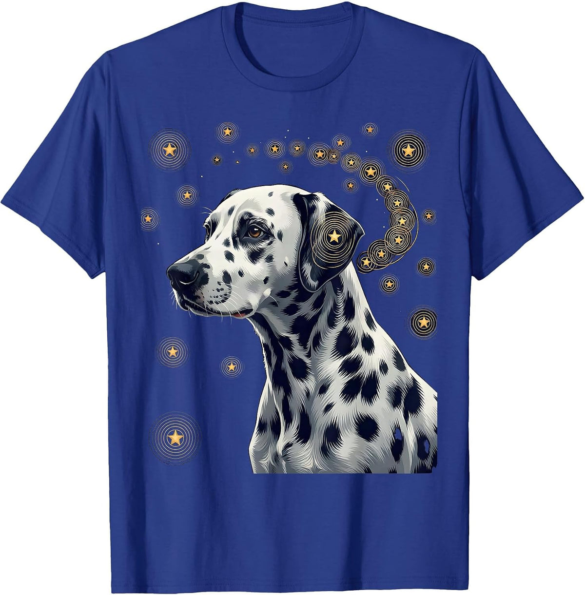 Men's Dalmatian Van Gogh Style Starry Night Art Portrait T-Shirt - Royal Blue