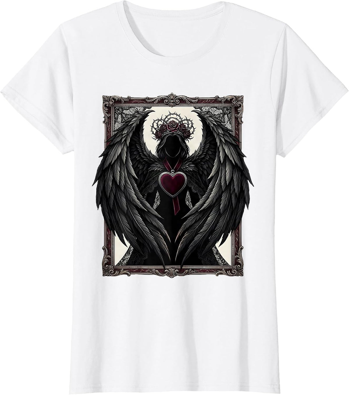 Evil Queen Raven Wing Cape Silhouette Design T-Shirt - White