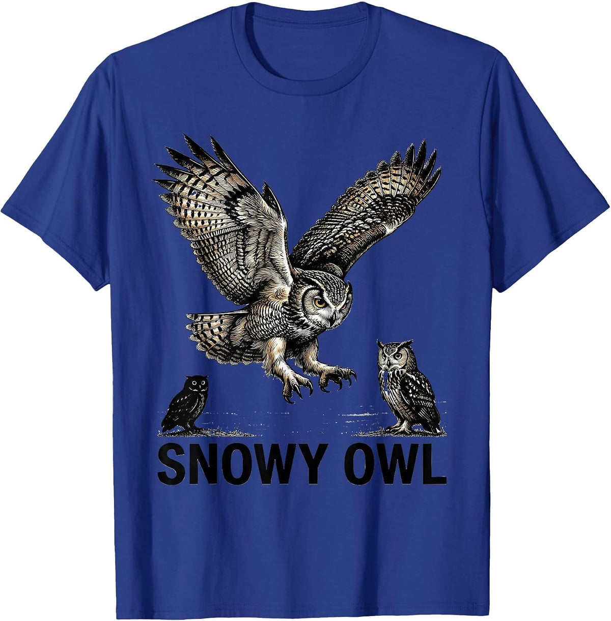 Snowy Owl Naturalistic Wildlife Bird Lover Retro Humor T-Shirt - Royal Blue