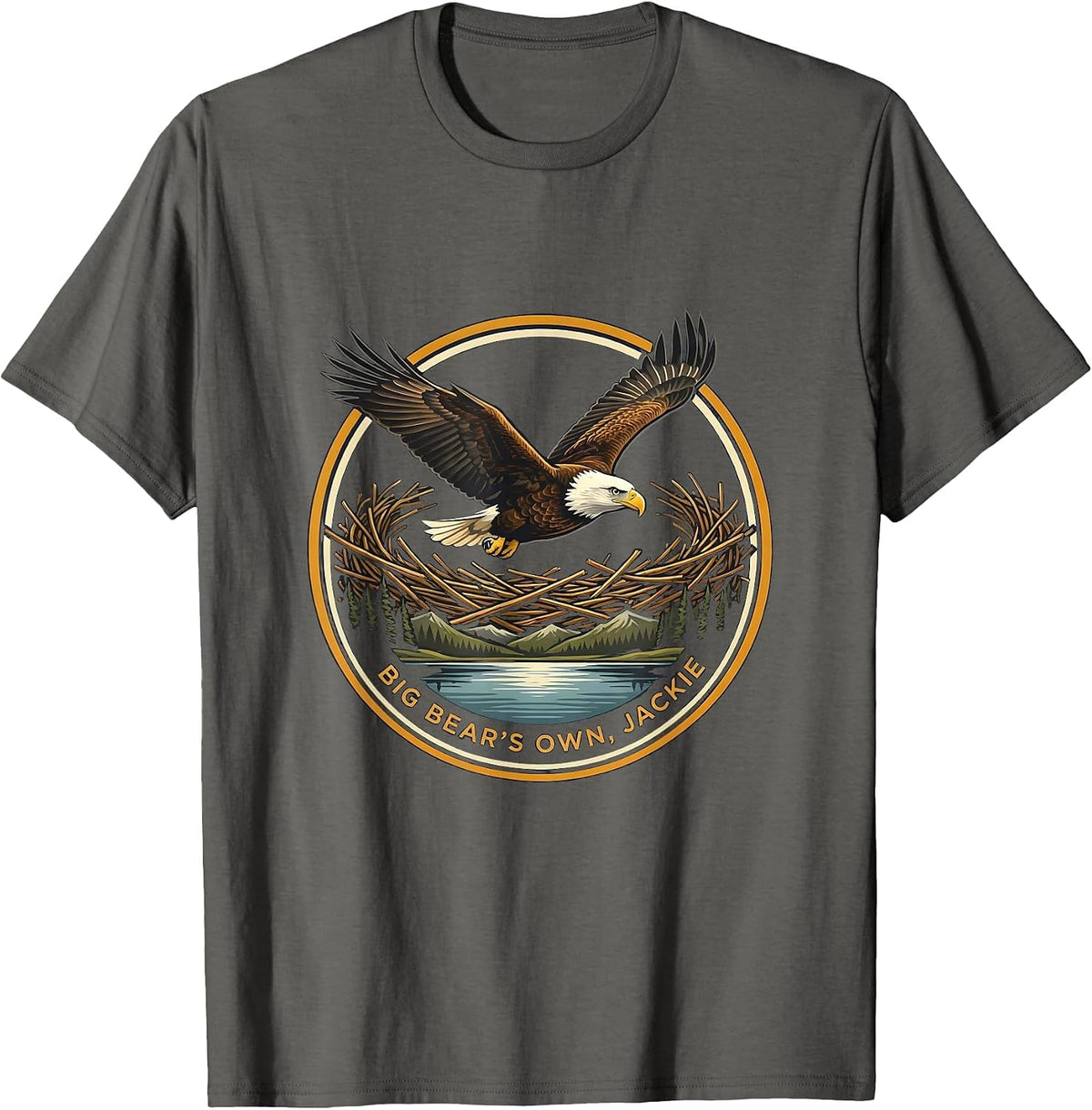 Men's Big Bear's Own Jackie Eagle Memorial Tribute Wildlife T-Shirt - Asphalt Grey