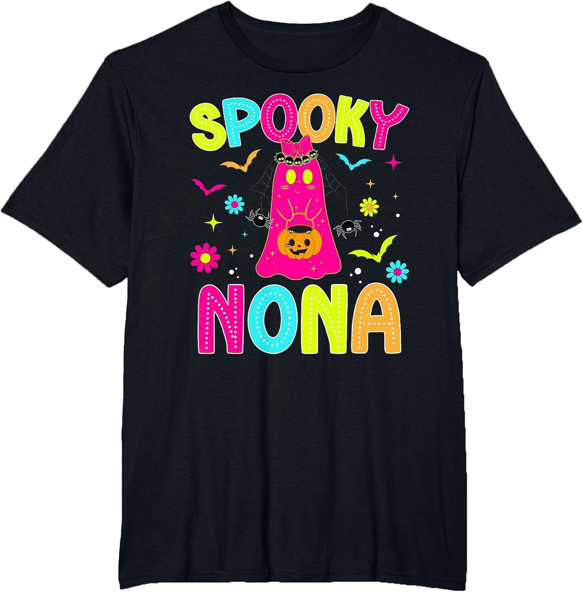 Spooky Nona Grandma Halloween Nona Grandmother Preppy T-Shirt - Black