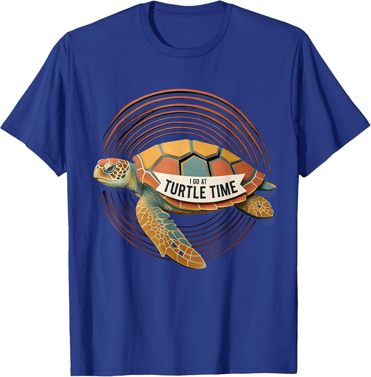I Go At Turtle Time Paper Cutout Sea Turtle Ocean Animal T-Shirt - Royal Blue