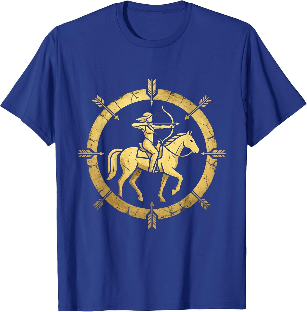 Cowgirl Archer on Horseback Graphic Tee T-Shirt - Royal Blue