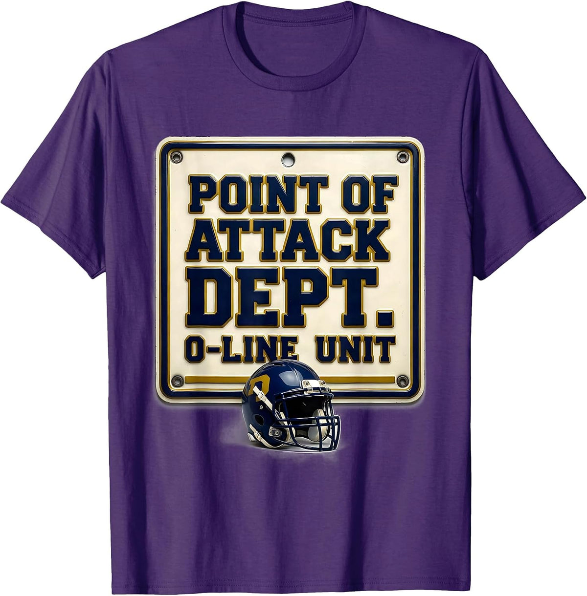Men's Point Of Attack Dept. O-Line Unit Funny Football Lineman T-Shirt - Purple