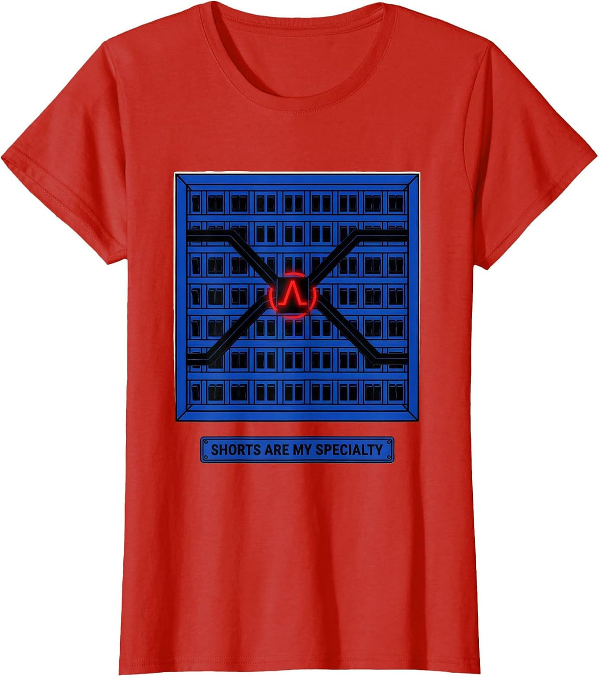 Women's Shorts Are My Specialty Geometric Electrician Trade Deadpan T-Shirt - Red