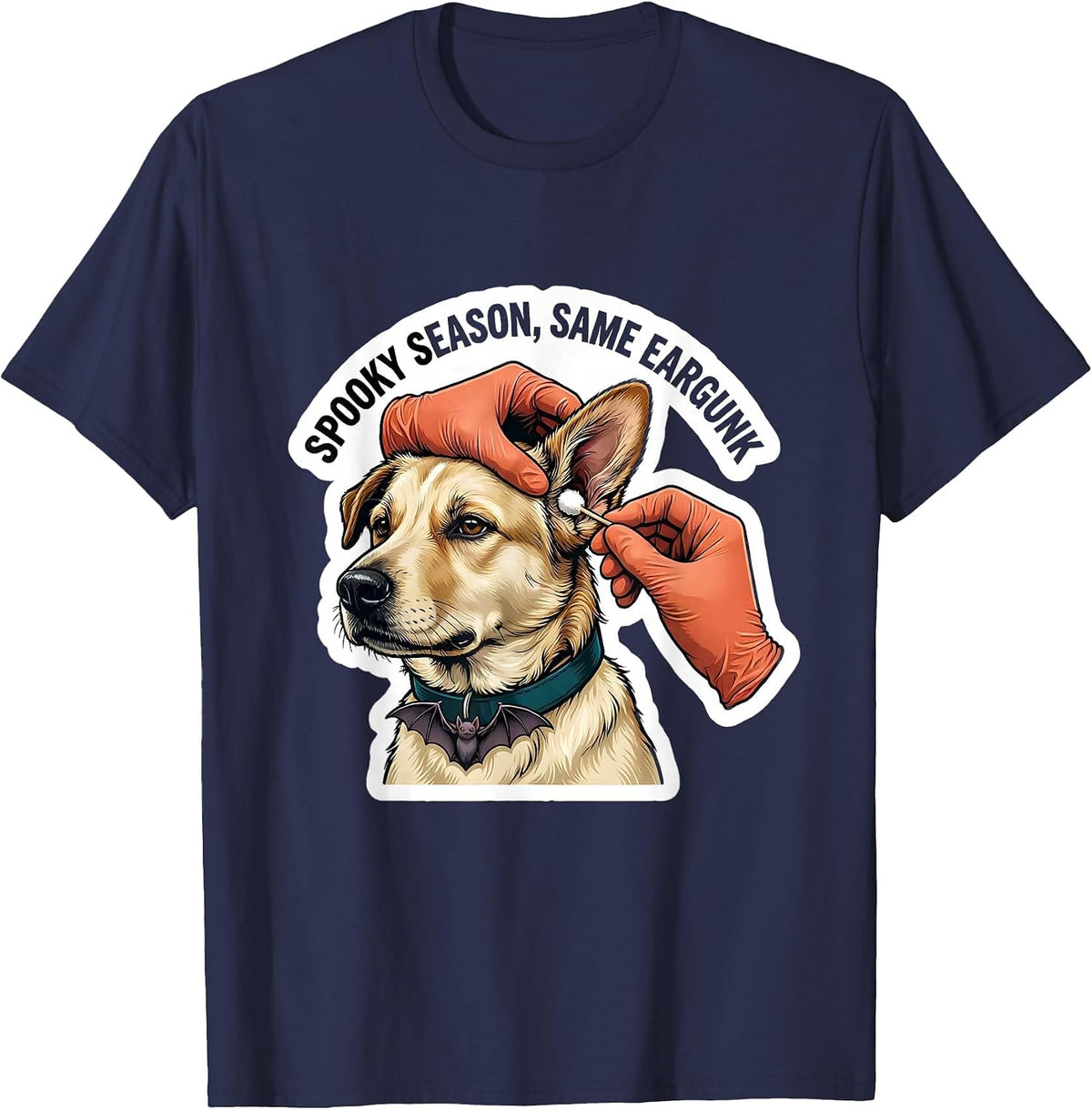 Men's Spooky Season Same Ear Gunk Funny Vet Tech Veterinary T-Shirt - Navy Blue