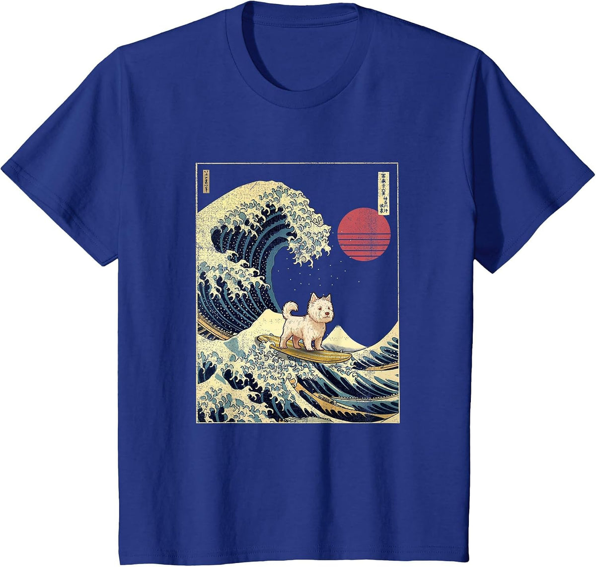 West Highland White Terrier Westie Japanese Kanagawa Wave T-Shirt - Royal Blue