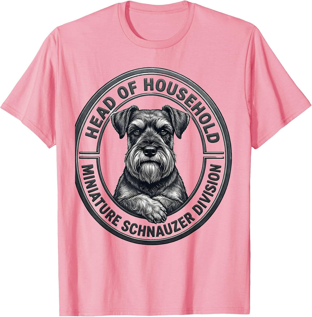 Men's Head Of Household Miniature Schnauzer Division Funny T-Shirt - Pink
