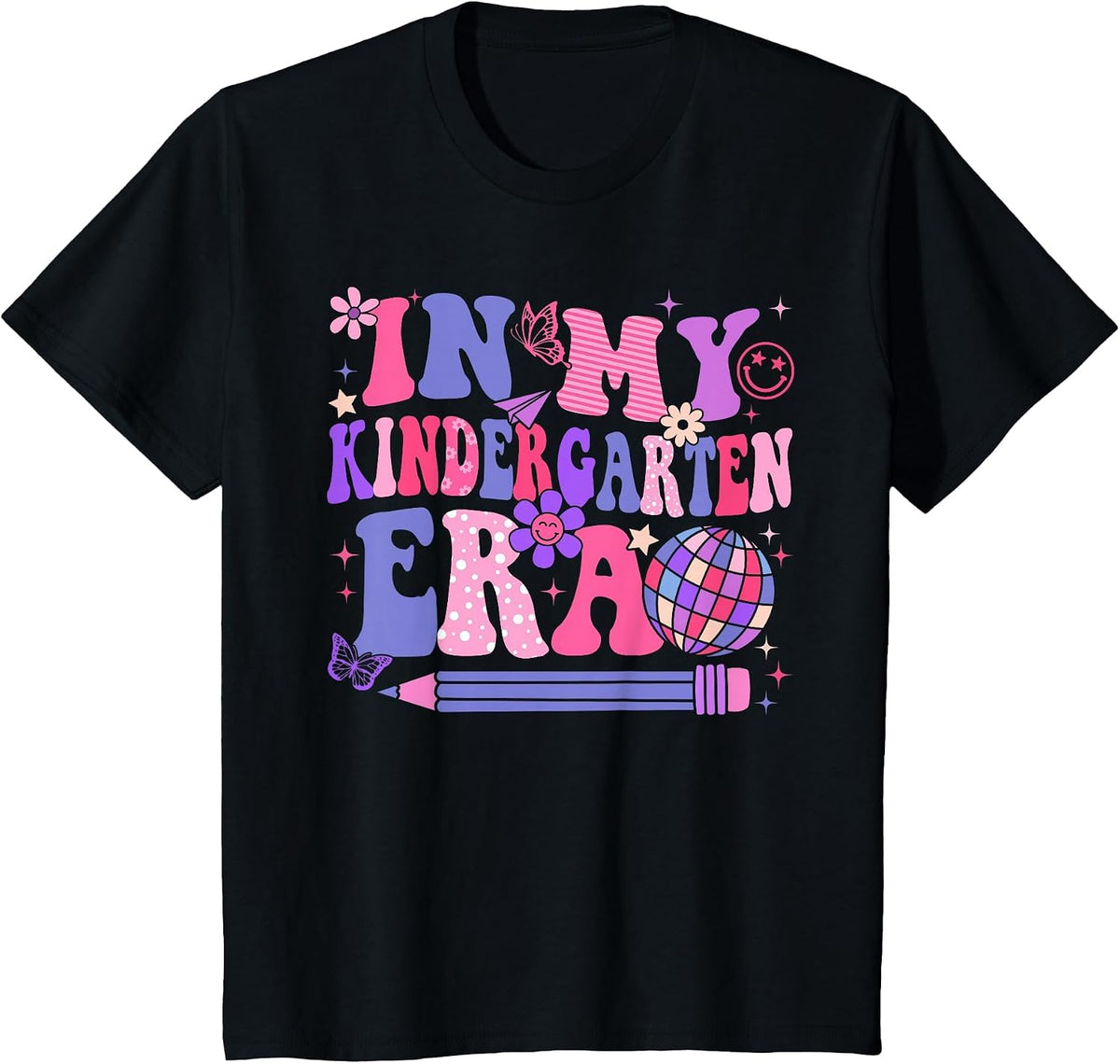 in My Kindergarten Era Back to School Teacher Women Girl T-Shirt - Black