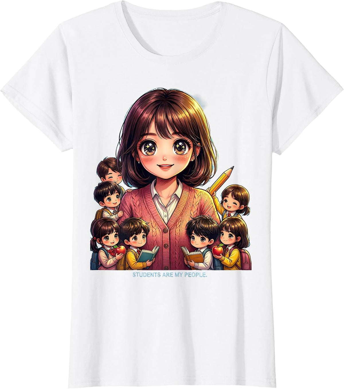Students Are My People Elementary Teacher Design T-Shirt - White
