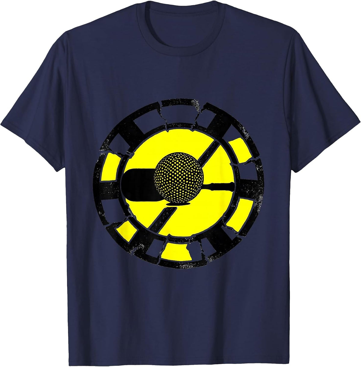 Men's Stencil Paddle Court Line Funny Tennis Player Humor T-Shirt - Navy Blue