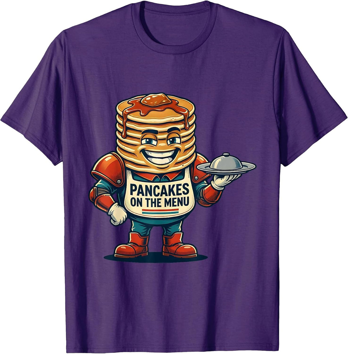Pancakes On The Menu Retro Football Lineman Humor Offensive T-Shirt - Purple