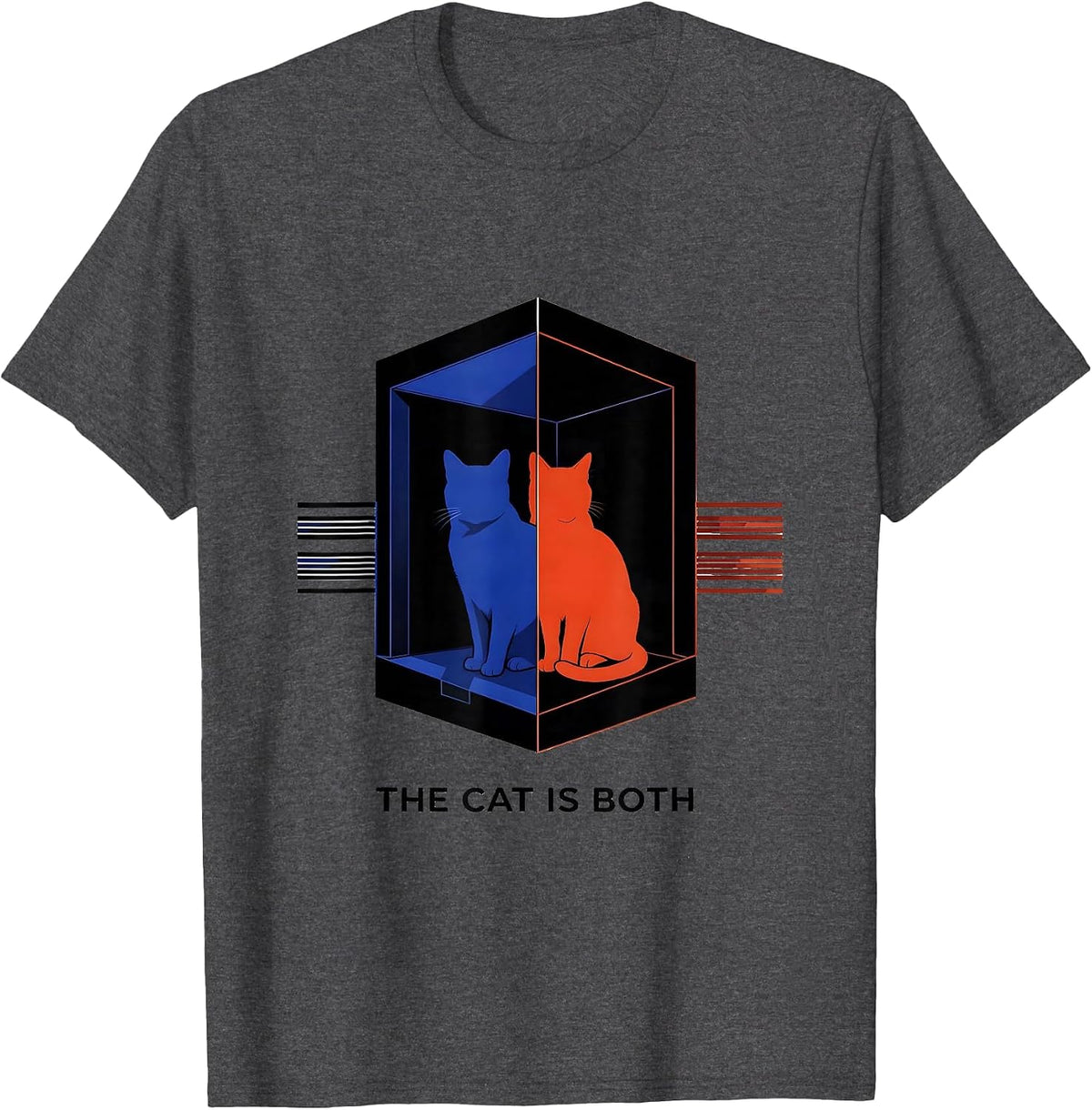 The Cat Is Both Quantum Physics Humor Science Geek Gift T-Shirt - Dark Heather Grey