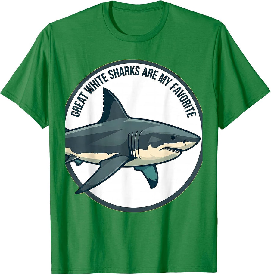 Men's Great White Sharks Are My Favorite Funny Ocean Animal Lover T-Shirt - Kelly Green