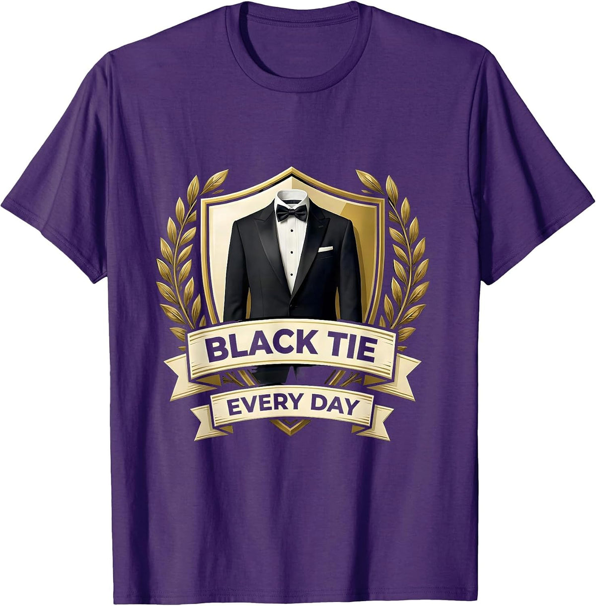 Men's Black Tie Every Day Tuxedo Graphic Design T-Shirt - Purple