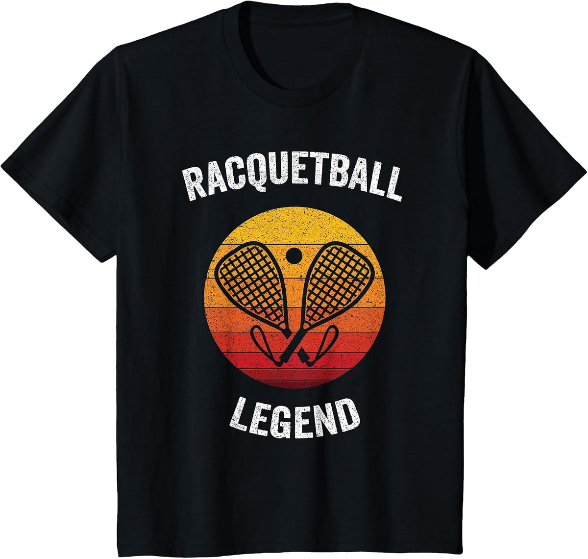 Racquetball Legend | Vintage Tennis Racquet Ball T-Shirt - Black