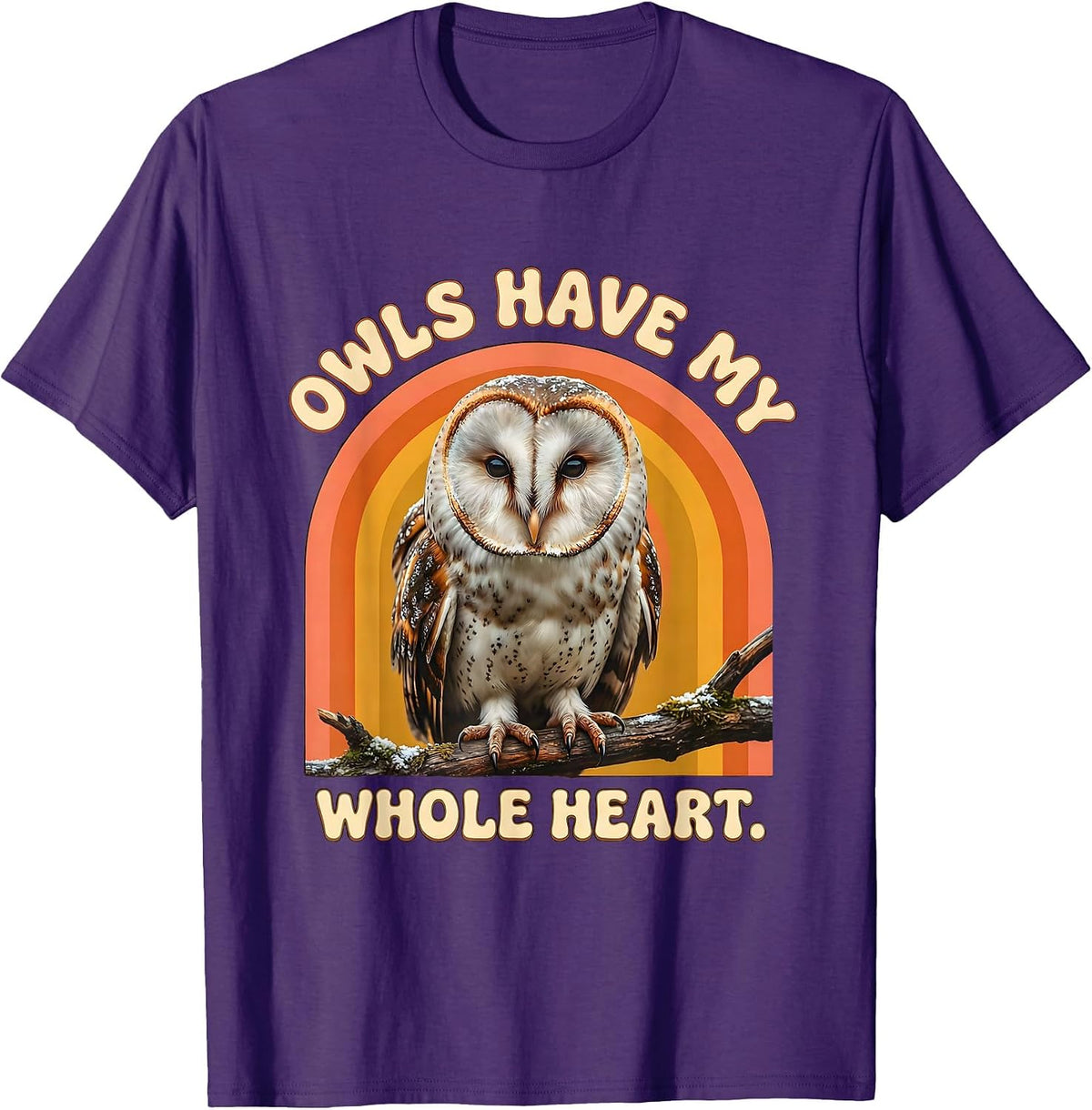 Men's Owls Have My Whole Heart Retro Owl Lover Birdwatcher Humor T-Shirt - Purple