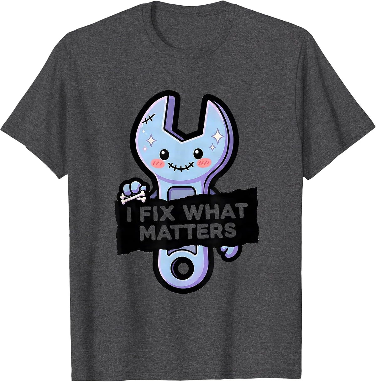 Men's I Fix What Matters Blue Collar Worker Design T-Shirt - Dark Heather Grey
