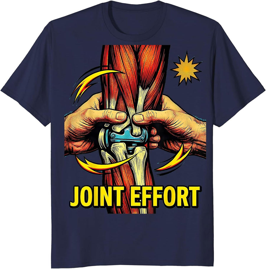 Joint Effort Pop Art Massage Therapist Occupational Humor T-Shirt - Navy Blue