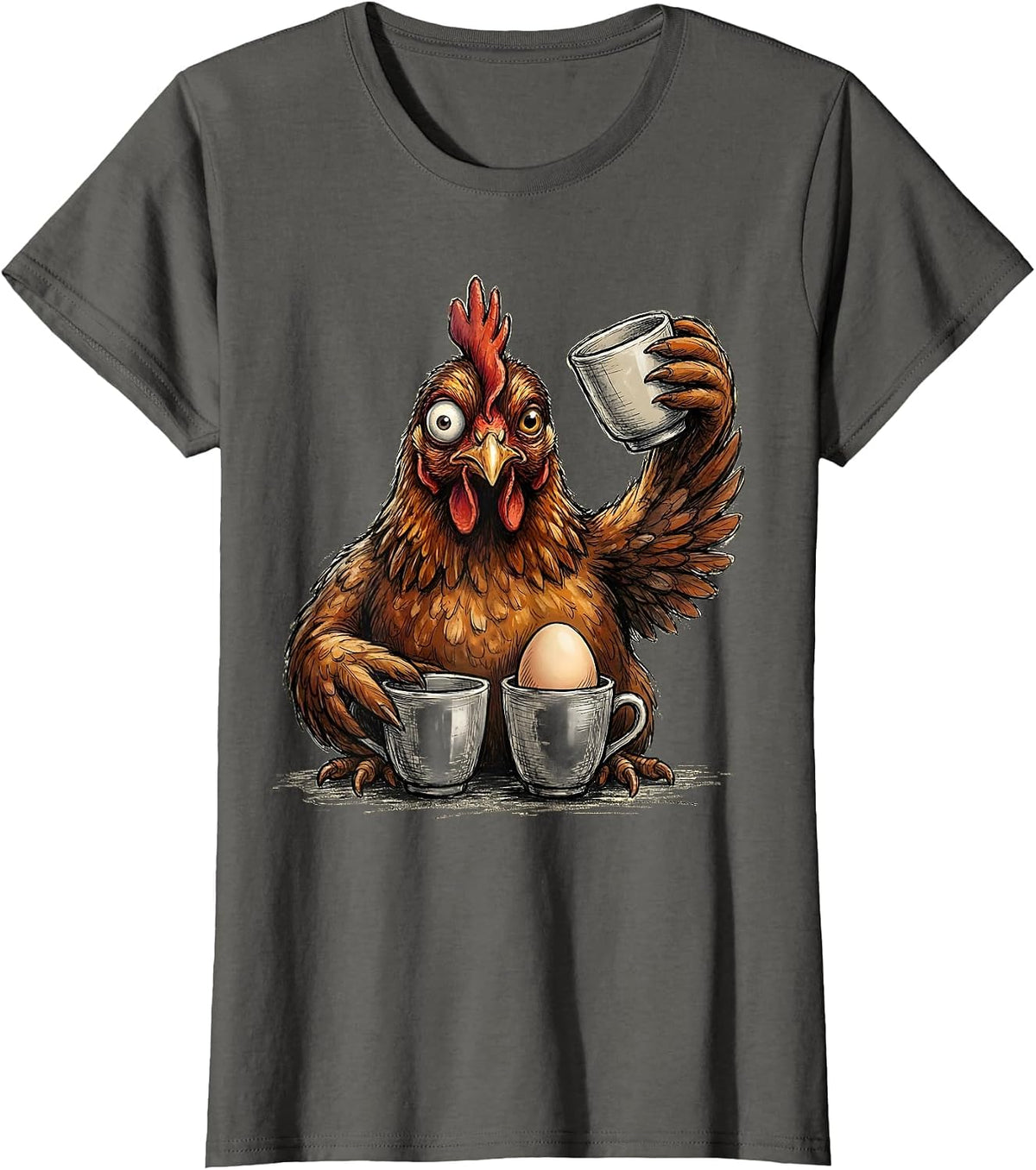Women's Chicken Game Funny Novelty Gift for Chicken Lovers T-Shirt - Asphalt Grey