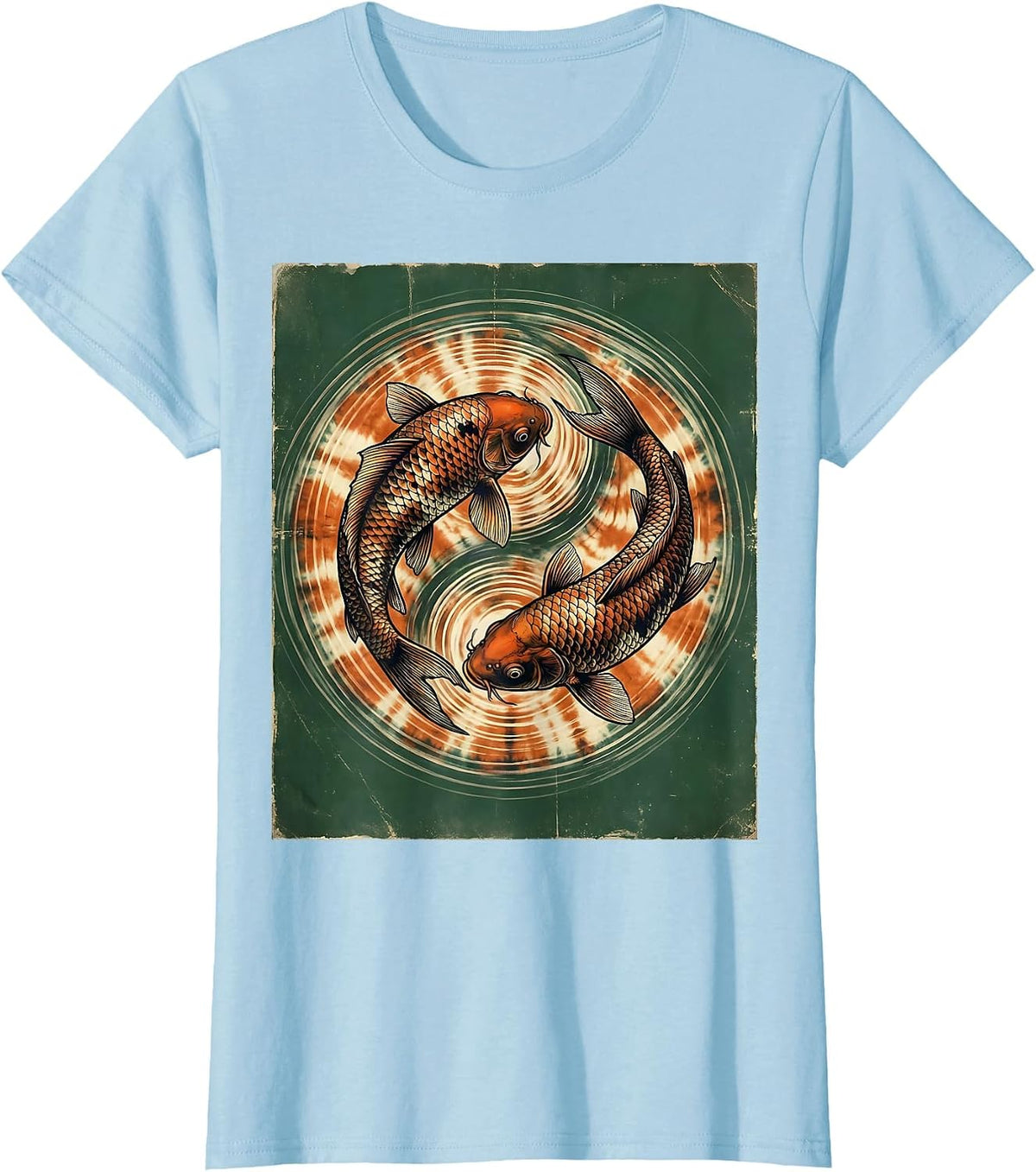 Koi Fish Tie Dye Ripples Graphic Design T-Shirt - Baby Blue