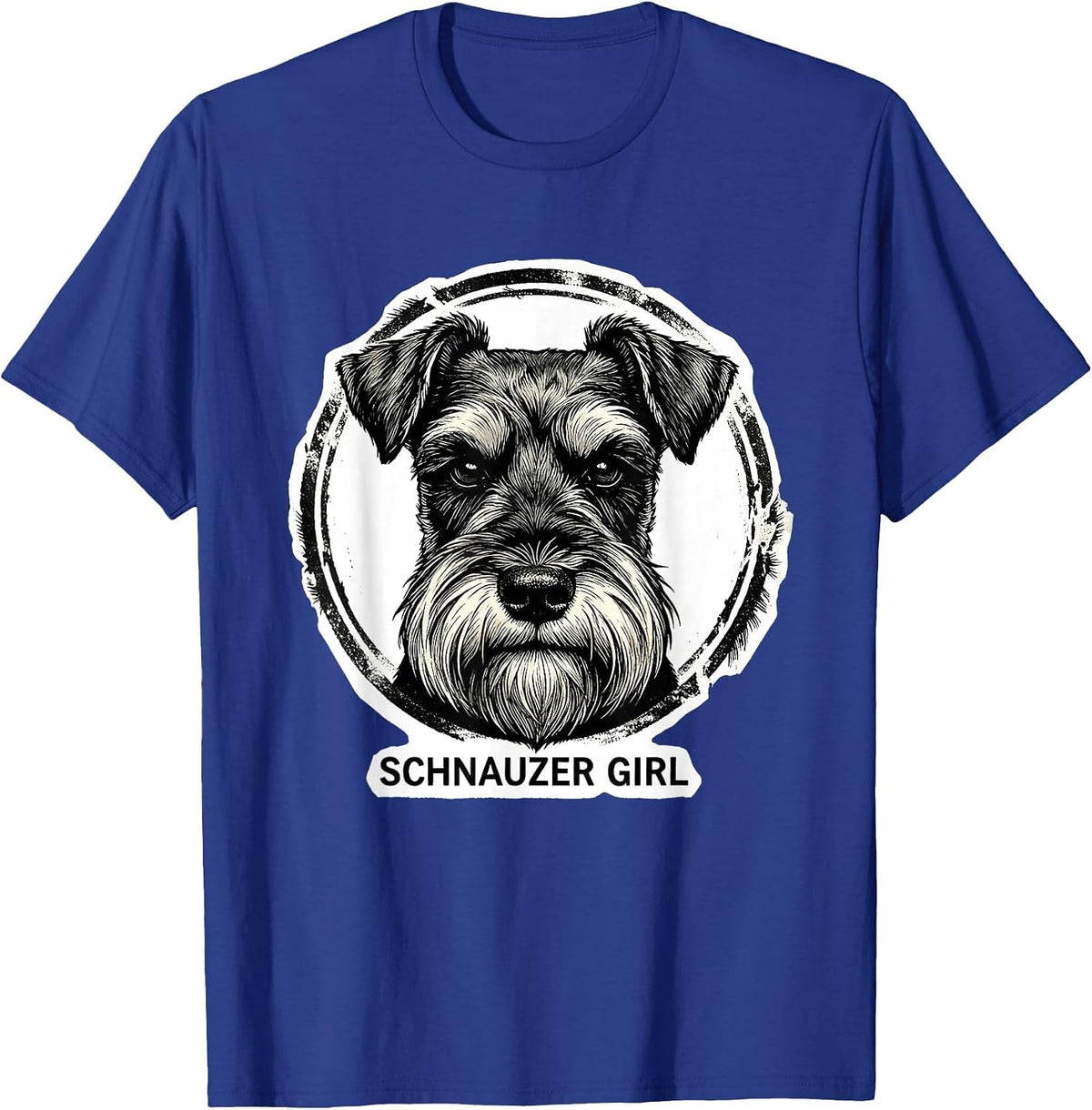 Schnauzer Girl Rubber Stamp Miniature Schnauzer Lover Dog T-Shirt - Royal Blue