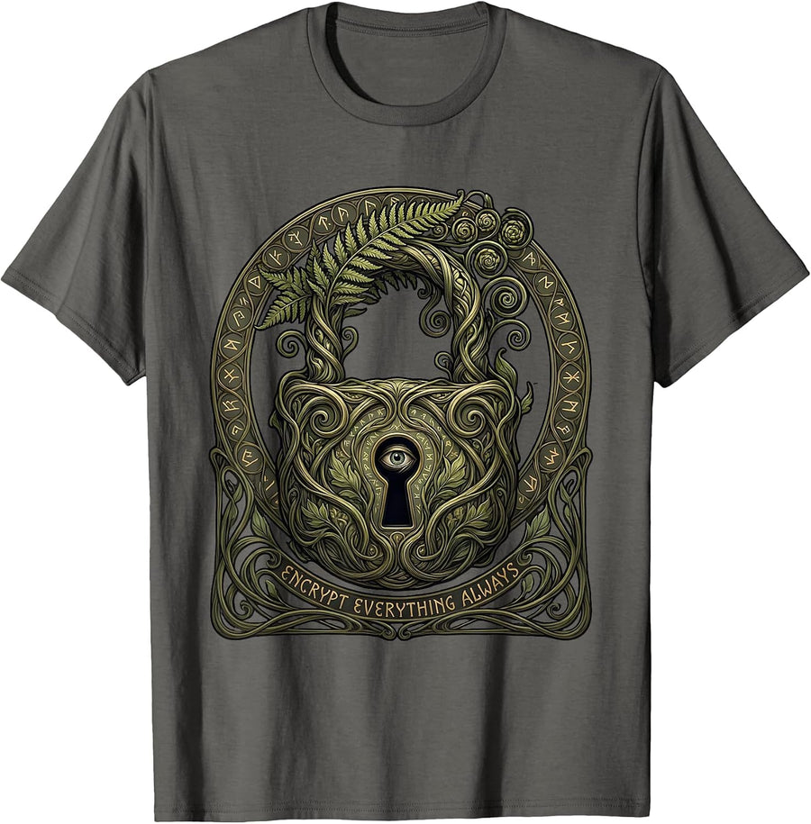 Encrypt Everything Always Cybersecurity Design T-Shirt - Asphalt Grey