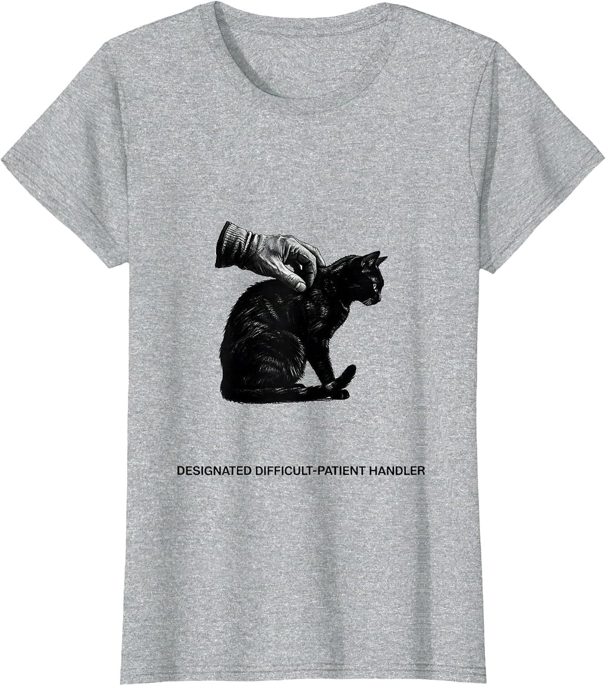 Women's Designated Difficult-Patient Handler Minimalist Vet Tech T-Shirt - Heather Grey