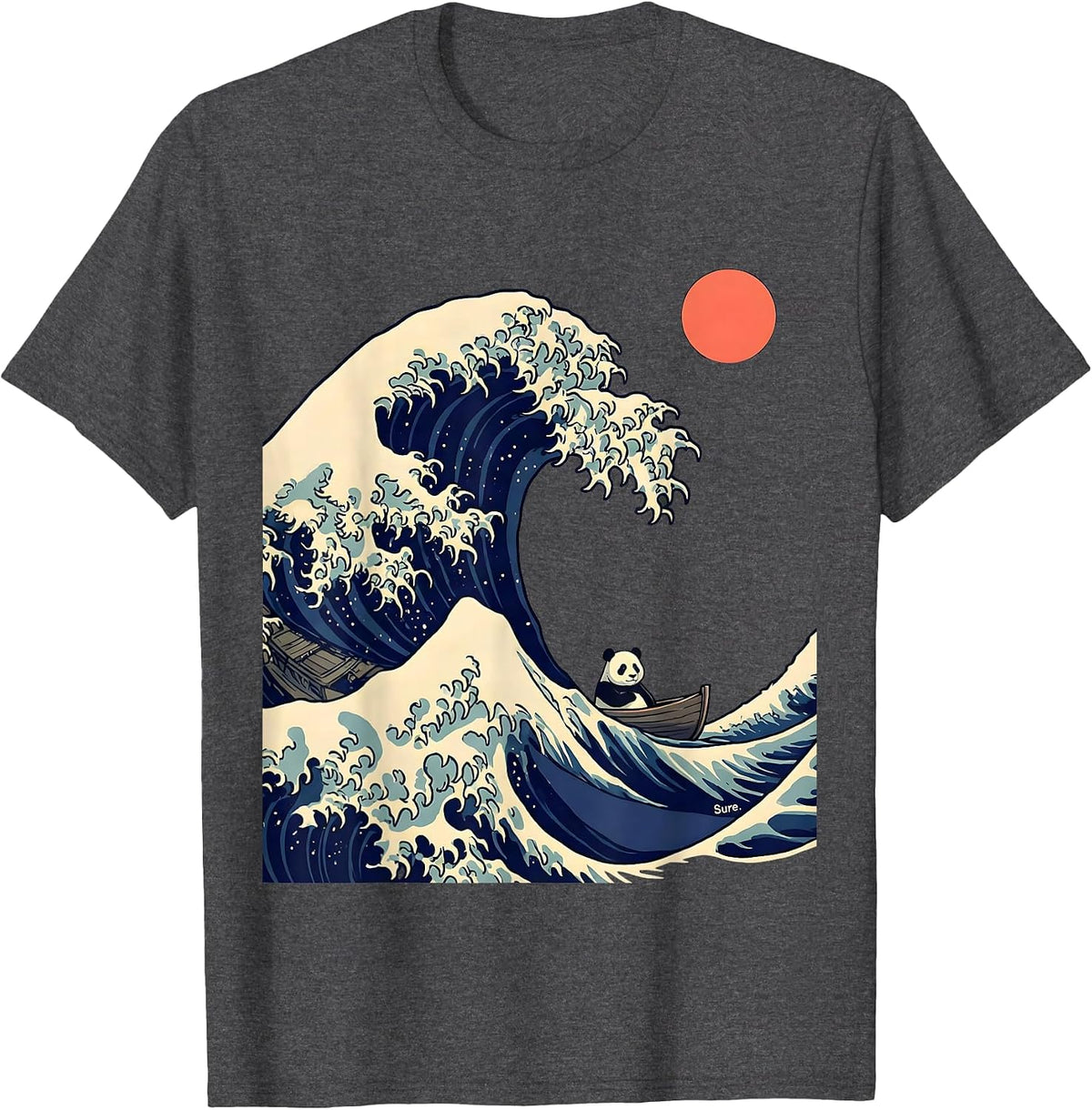Sure Cartoon Panda Great Wave Japanese Meme Humor Animal T-Shirt - Dark Heather Grey