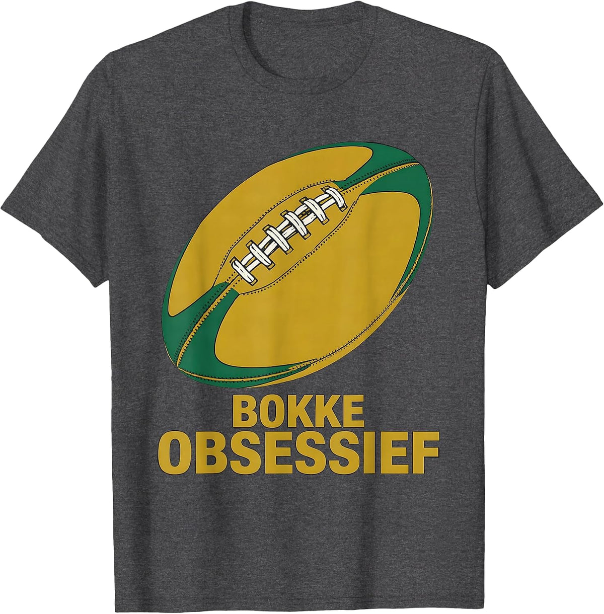 Men's Bokke Obsessief Rugby Fan South African Bokke Pride T-Shirt - Dark Heather Grey