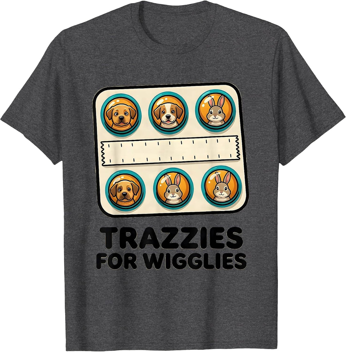 Trazzies For Wigglies Funny Vet Tech Veterinary Technician T-Shirt - Dark Heather Grey