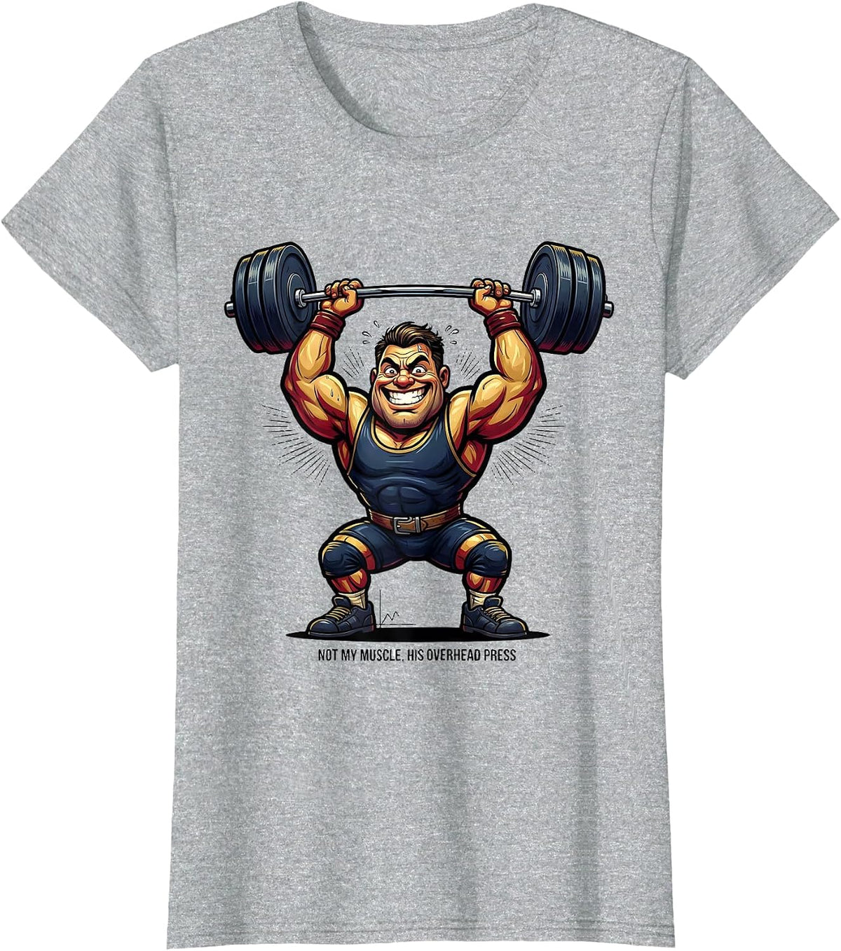 Women's Not My Muscle His Overhead Press Funny Christian Gym T-Shirt - Heather Grey