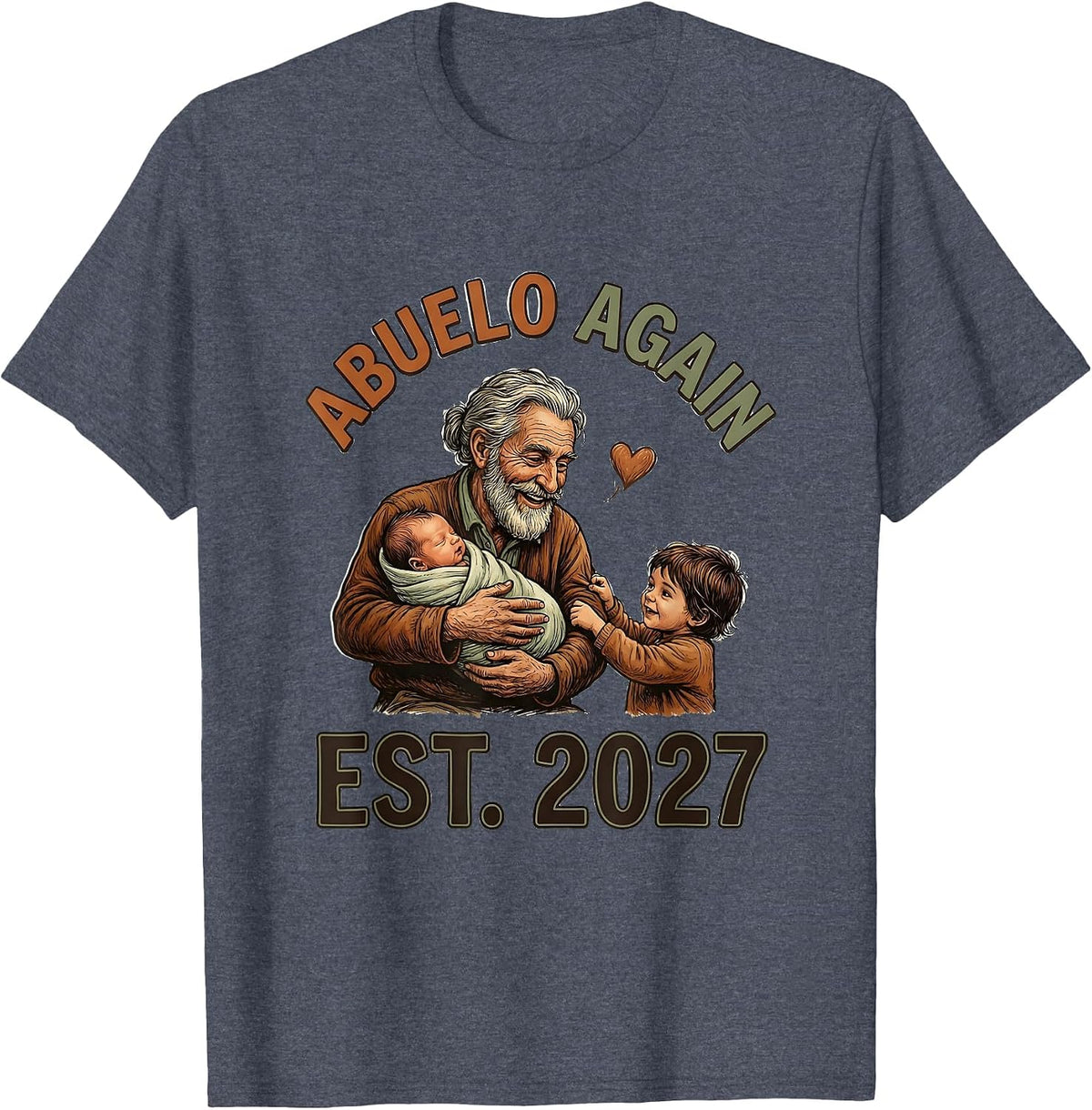 Abuelo Again Est 2027 Grandparent Announcement Design T-Shirt - Heather Blue