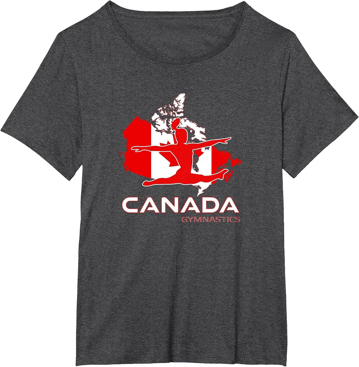 Canada Flag Art Acrobat Girls Tumbling Team Canadian Gymnast T-Shirt - Dark Heather Grey