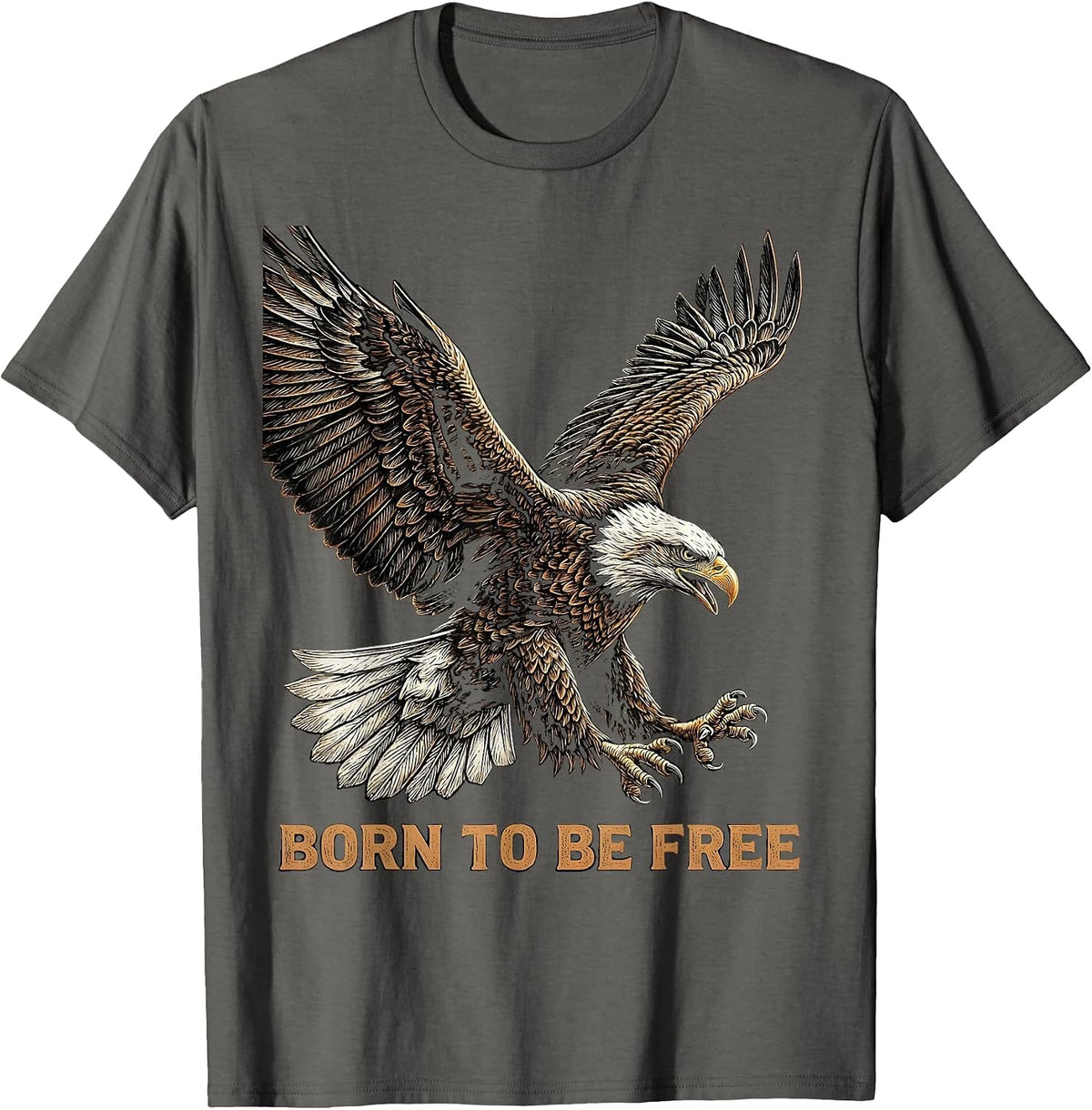 Born to Be Free Freedom Graphic Design T-Shirt - Asphalt Grey