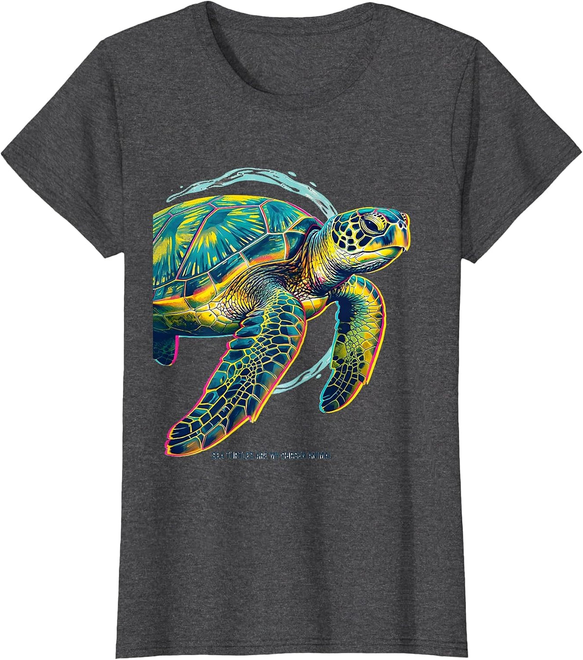 Women's Sea Turtles Are My Chosen Animal Risograph Ocean Animal T-Shirt - Dark Heather Grey