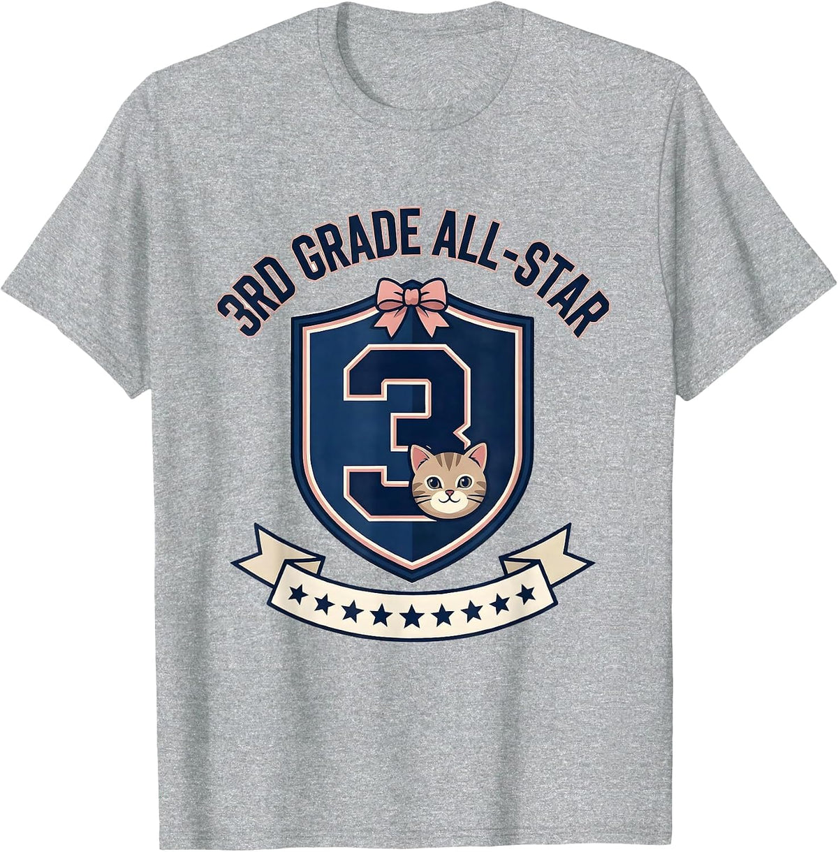 Men's 3rd Grade All-Star Cute Kitten Girls Back to School T-Shirt - Heather Grey