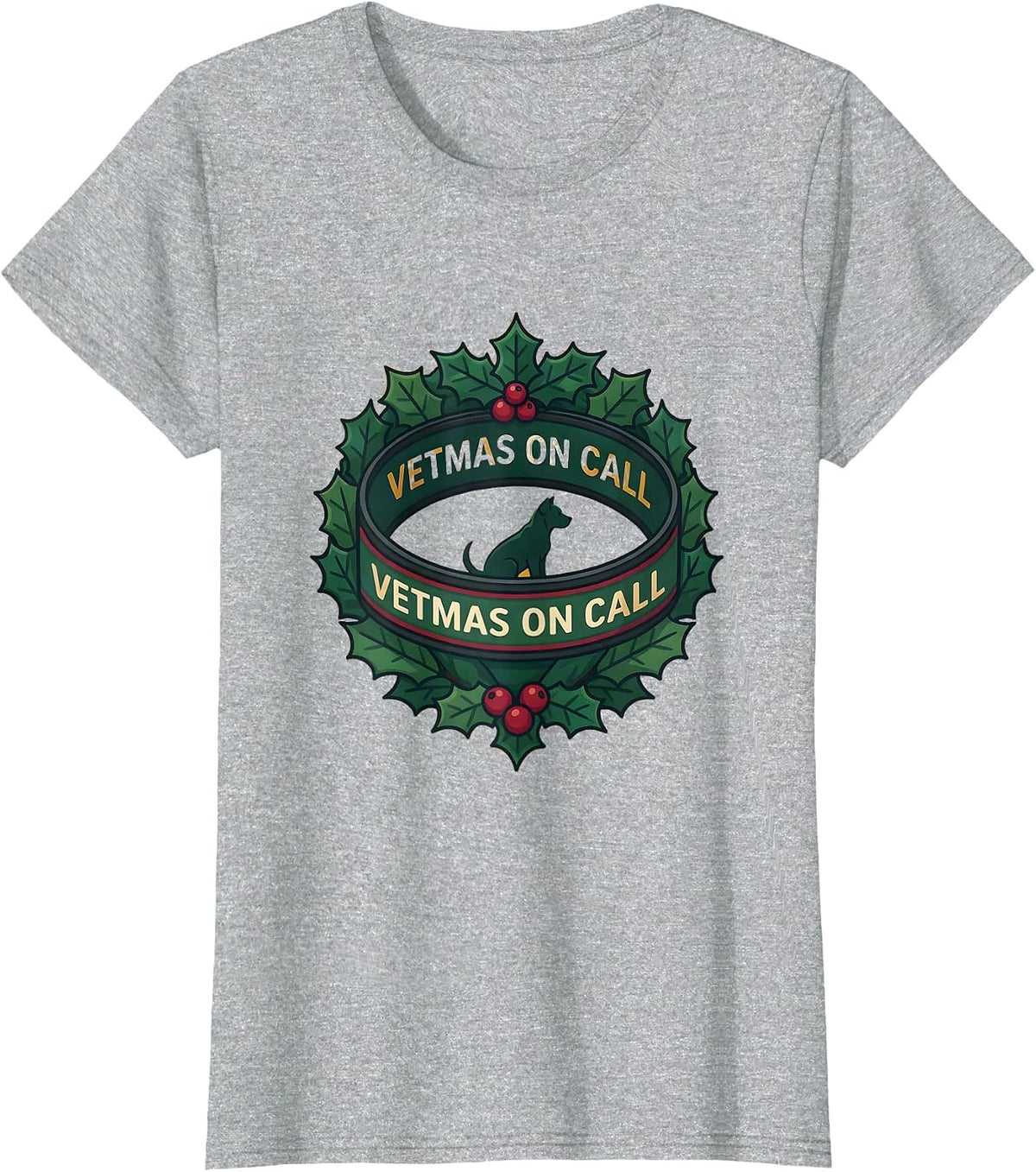 Vetmas On Call Funny Vet Tech Christmas Veterinary Clinic T-Shirt - Heather Grey