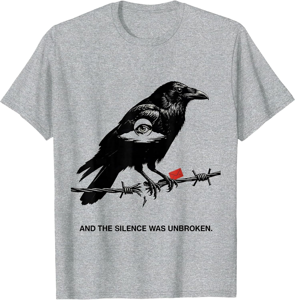 Men's And The Silence Was Unbroken Gothic Edgar Allan Poe Raven T-Shirt - Heather Grey