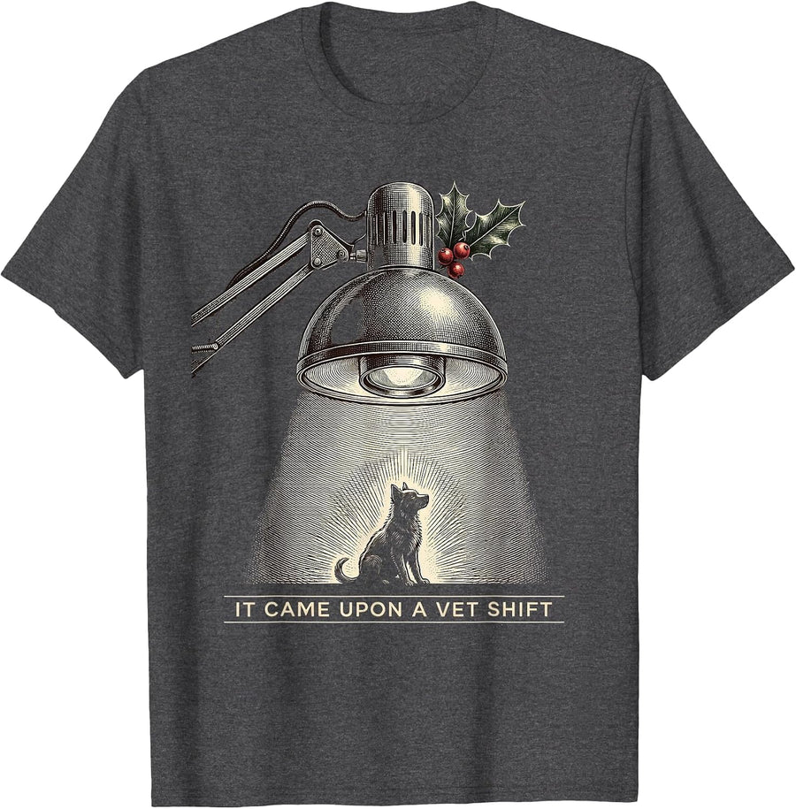 Men's It Came Upon A Vet Shift Funny Veterinary Tech Christmas T-Shirt - Dark Heather Grey